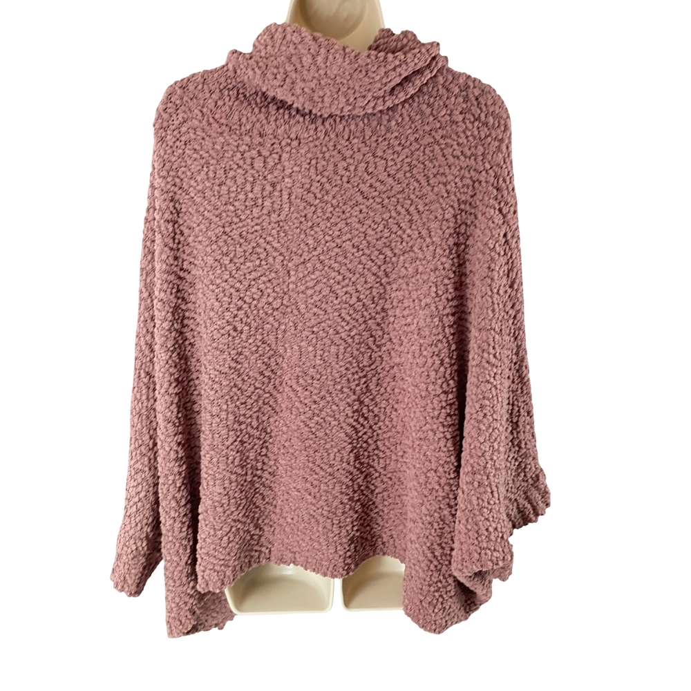Hippie Rose Plush Cowl Poncho Sweater - Dusty Rose - Picture 6 of 9